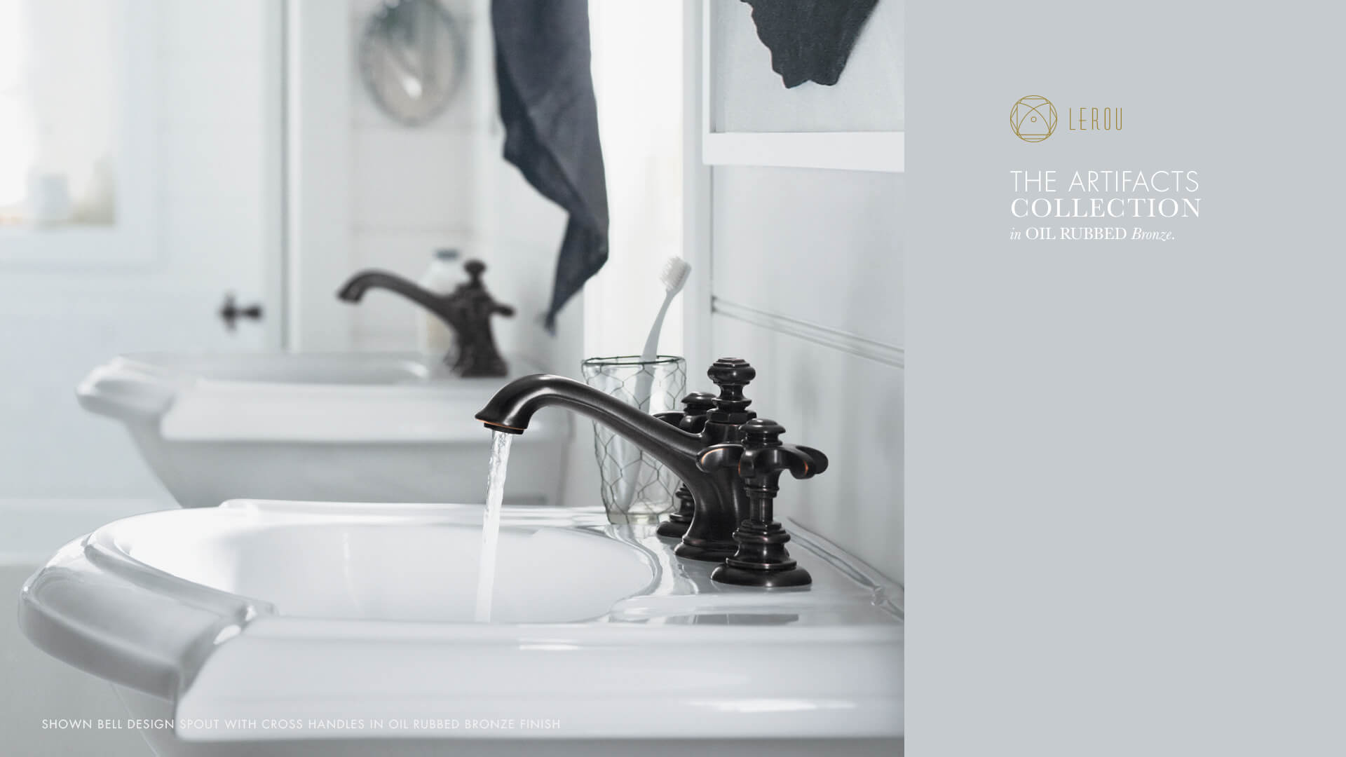 Design Your Tap As You Like: The Artifacts Collection in Oil Rubbed Bronze. Ontwerp uw kraan zoals u wenst: de Artifacts collectie in olie brons.